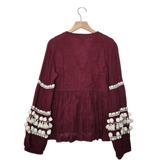 Antropologie Vineet Bahl Women Nisha Peasant Cotton Top Boho Size XS - Picture 4 of 8